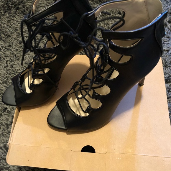 Zara Authentic Leather Lace Up Open Toe Bootie - Picture 3 of 7